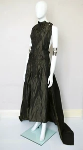 JEAN PAUL GAULTIER JPG Femme forest green silk dress ball gown very rare UK10 42 - Picture 1 of 12