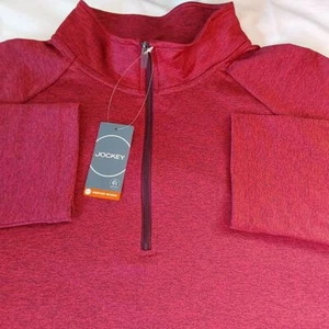 Neu mit Etikett Jockey Sport 1/2-Reißverschluss meliert rot XXL Stretch Activewear Laufpullover für Herren - Bild 1 von 8