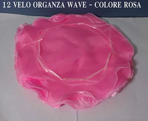 SACCHETTO VELO ORGANZA ROSA con LACCETTO 12 Pz BOMBONIERE PORTACONFETTI WAVE - Foto 1 di 1