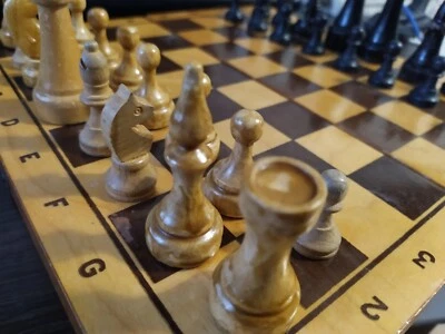 Wooden Chess Vintage Soviet Set with Original Board Table Classic Game 30/30 USS - Image 1 of 4