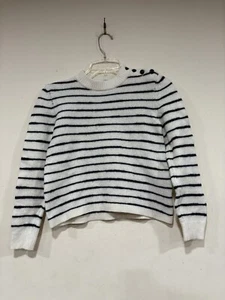 Rag & Bone Striped Lambswool Sam Sweater Pullover Ivory Navy Size Small - Picture 1 of 6