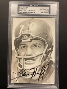 Sam Huff Signed Print Post Card Football Hall of Fame Giants & Redskins PSA/DNA - Picture 1 of 3