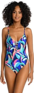 La Blanca Women's One Piece Swimsuit Plunge Tummy Control Bathing Suit - Picture 1 of 3