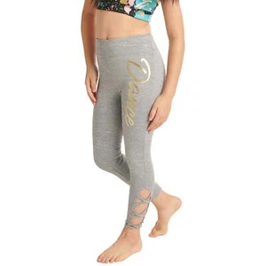 NWT Justice Girls High Waisted   Dance Full Length Leggings GRAY size 5/6 - Picture 1 of 4
