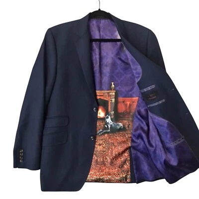 TED BAKER London Endurance Navy Blue Blazer Sport Coat 100% Wool Hungary Sz 40R - Image 1 of 4
