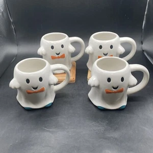 Set Of 4- 12oz Halloween Target Hyde And Eek! Ghost Bow Tie Coffee Mug 2022 Fall - Picture 1 of 15