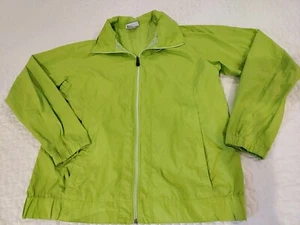 Columbia Windbreaker Jacket Women's L Lime Green Packable Full Zip Hoode Omni - Picture 1 of 12