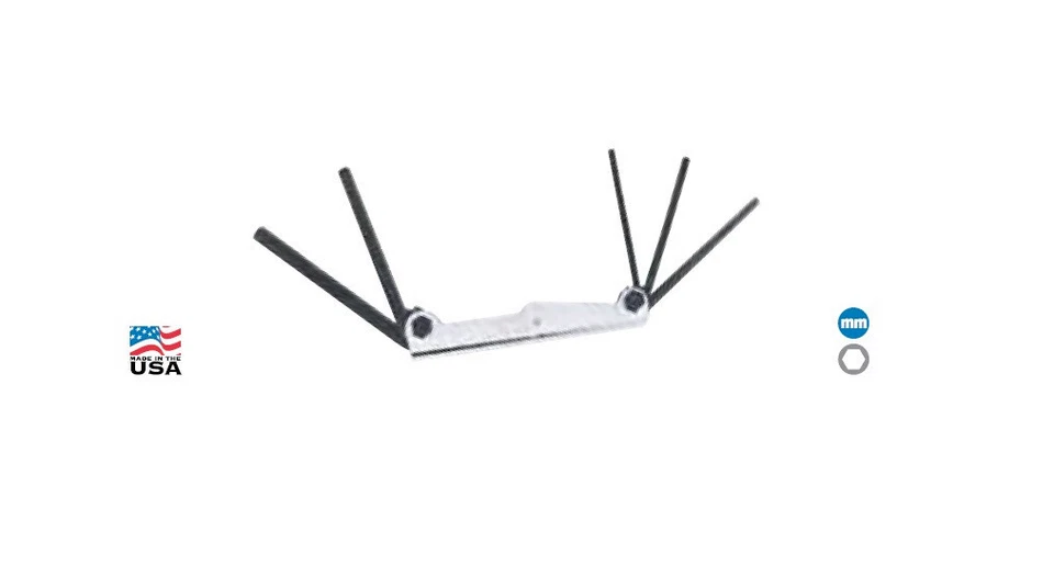 Allen - 5 Pc Metal Fold-Up Metric Hex Key Set 3mm-10mm USA 56072 - Image 1 of 1