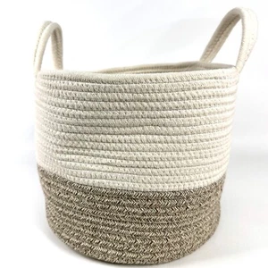 Cesta tejida con cuerda cesta de almacenamiento suave con asas 11,8" organización decoración del hogar - Imagen 1 de 9