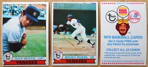 1979 Topps Burger King New York Yankees 3 Card Lot White Rivers Checklist EX - Picture 1 of 2