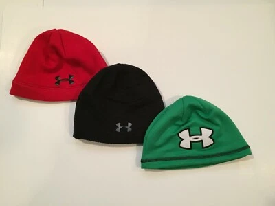 Niños Jóvenes Under Armour Invierno Gorro Lote de 3 Negro, Rojo y Verde Talla Única Usado en Excelente Condición Foto 1 de 4