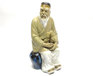 Mudman Wanjiang China Figur Chinese Man Sitting on Rock 8" Vintage - Bild 1 von 9
