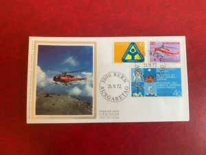 SWITZERLAND HELVETIA 1972 FDC RESCUE HELICOPTER CIVIL DEFENSE AIR FIRE EARTH - Picture 1 of 2
