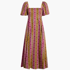 Hill House - - NWT Women’s The Matilda midi Dress Ikat Topiary 100% cotton SZ XS - Picture 1 of 11