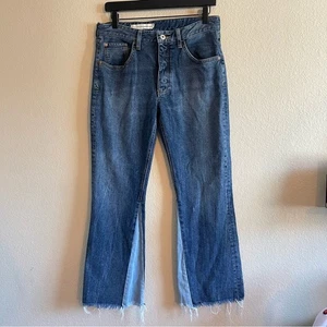 Anthropologie Pilcro Flare Raw Hem Patch Work Jeans Mid Rise Damengröße 30 - Bild 1 von 10