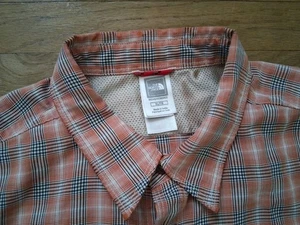 The North Face Hiking Plaid Button Shirt Short Sleeve Mens XL Orange Zip Pocket - Picture 1 of 12