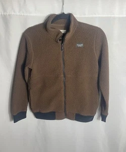 Abercrombie Kids Brown Sherpa Fleece Jacket Size 11/12 Full Zip - Picture 1 of 8