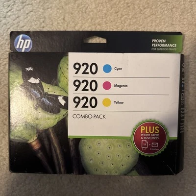 Cartucho de tinta amarillo cian magenta HP 920 Officejet nuevo paquete combinado papel caducado Foto 1 de 3