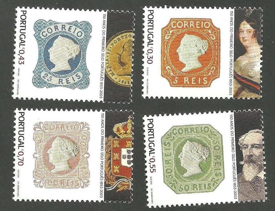 Portogallo 2003 - 150 anni Francobollo Postale Portoghese - Set Francobolli Regina Maria MNH - Immagine 1 di 1