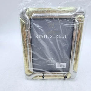 State Street Solid Brass Picture Frame Hold 5" X 7" Photo - Picture 1 of 5
