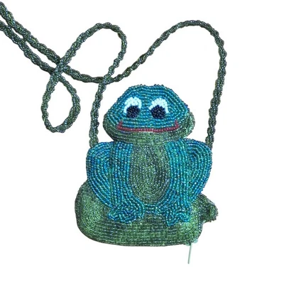 Bolsa de troca de moeda vintage sapo frisado sapo tiracolo dupla face forrada de cetim - Imagem 1 de 4