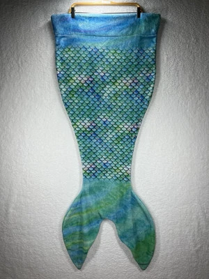 Cómoda manta de lana con colas de sirena azul verde talla 22 X 55" Foto 1 de 4