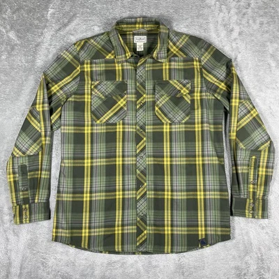 L.L.Bean Shirt Mens Large Green Yellow Plaid Wool Blend Snap Front Western - Image 1 of 4
