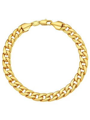 Pulseras de cadena cubana de acero inoxidable para hombre mujer, enchapadas en oro de 18 quilates clásicas 7... Foto 1 de 4