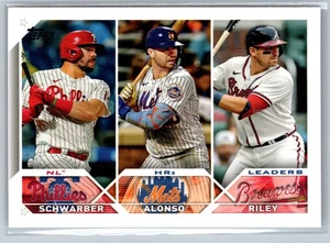 2023 Topps #178 NL HRs Leaders (Kyle Schwarber / Pete Alonso / Austin Riley) LL - Imagen 1 de 2
