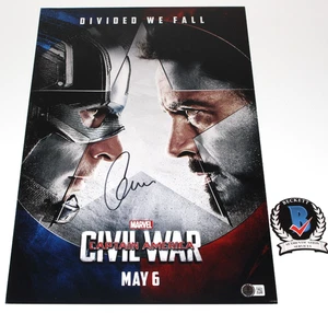 CHRIS EVANS SIGNIERT "CAPTAIN AMERICA BÜRGERKRIEG" 12x18 FILMPLAKAT BECKETT COA - Bild 1 von 3
