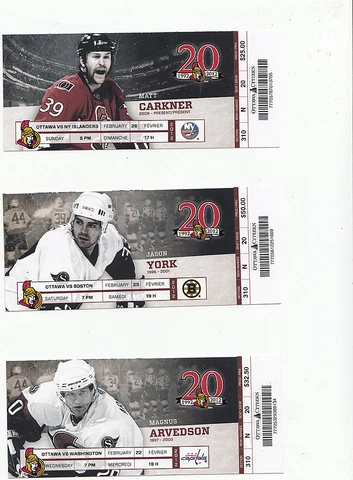 OTTAWA SENATORS VS WASHINGTON CAPITALS FULL TICKET STUB MAGNUS ARVEDSON 2/22/12 Cover