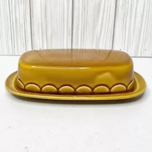 Vintage Castilian by Coventry Granada Butterdose mit Deckel braun Design Goldkörper - Bild 1 von 8