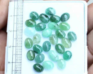 20.10 CT 26 Pcs NATURAL ZAMBIAN EMERALD OVAL CABOCHON GEMSTONE LOT - Picture 1 of 3