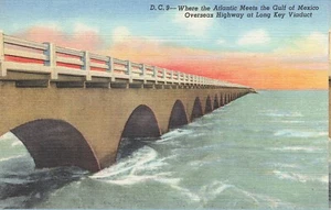 Postal Where Atlantic Meets Gulf Of Mexico Overseas Hwy Long Key Viaduct FL - Imagen 1 de 2