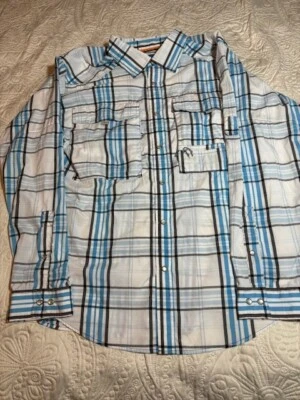 Camisa de pesca para hombre Dagon Rise Up manga larga perla blanca/azul XL Foto 1 de 4