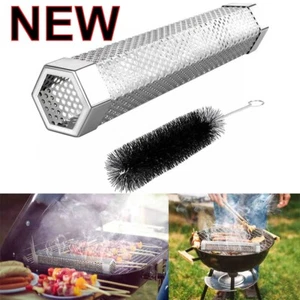 12in Stainless Steel BBQ Grill Smoker Box Tube fit Wood Pellet Pipe Smoking Meat - Picture 1 of 10