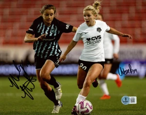 NEALY MARTIN CHLOE RICKETTS DUAL SIGNED 8x10 PHOTO NWSL SOCCER RARE BECKETT BAS - Picture 1 of 2