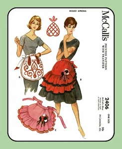 Medio DELANTAL Patten 2406 3 Estilos Bordados o Volantes De Colección 1960 - Imagen 1 de 6