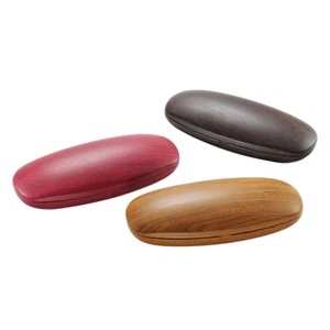 Luxury wood effect hard spectacle glasses eyewear case red brown tan large - Picture 1 of 17