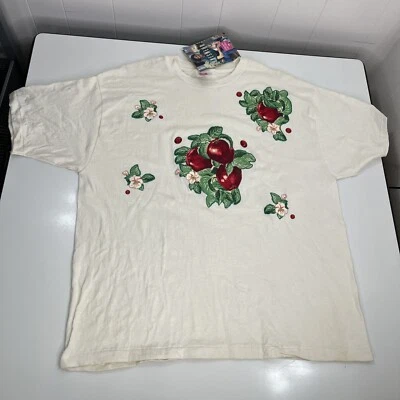 Camiseta vintage años 90 flores de manzanas para mujer Hanes nueva con etiquetas grande HanesWear *LEER* Foto 1 de 4