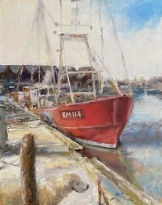 Original oil painting, Whitstable boat, Kent. Impressionism wall decor. - Picture 1 of 4
