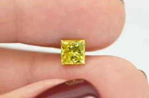 2 Ct Princess Cut Yellow Color Diamond Stone Loose D Grade VVS1+1 free Gift - Picture 1 of 4