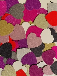 Craft Glitter Card 2” Scallop Edge Valentine Love Heart Scrapbook Tablescatter - Picture 1 of 1