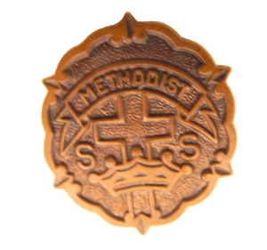 ¡Pin trasero cristiano metodista 5Z S S corona y cruz de metal vintage! - Imagen 1 de 2