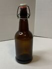 Vintage Amber Brown Glass Beer Bottle With Ceramic Flip Top Swing Cap 9 1/2"Tall