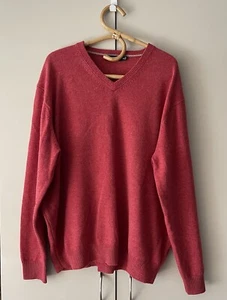 Gazman Size XXL Jumper Red 100% Wool Long Sleeve Knit V-Neck - Picture 1 of 5