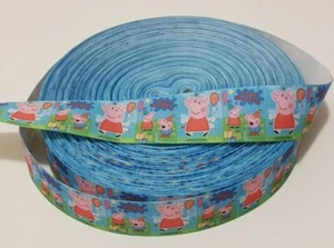 PEPPA PIG Happy Birthday NEW 2M of 7/8" 22mm W Grosgrain Ribbon Cake Hair Craft - Picture 1 of 2