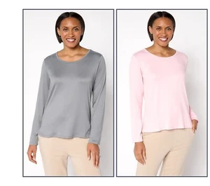 MUK LUKS Talla 2X Paquete de 2 camisetas de punto en la nube manga larga GRIS/ROSA A678322 - Imagen 1 de 3