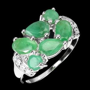 Summer 925 Silver Ring Oval Emerald Simulated Cz Gemstone jewelry Size 7.5 - Picture 1 of 10