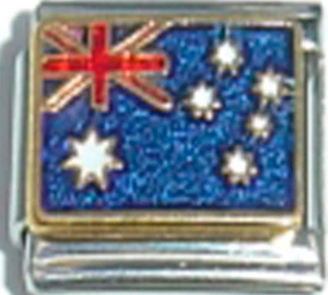 AUSTRALIAN FLAG Ceramic Italian 9mm Charm PQ002 Fits Traditional Classic - Bild 1 von 2